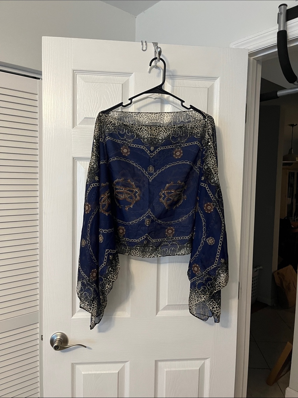 Navy Chain Print Sheer cover